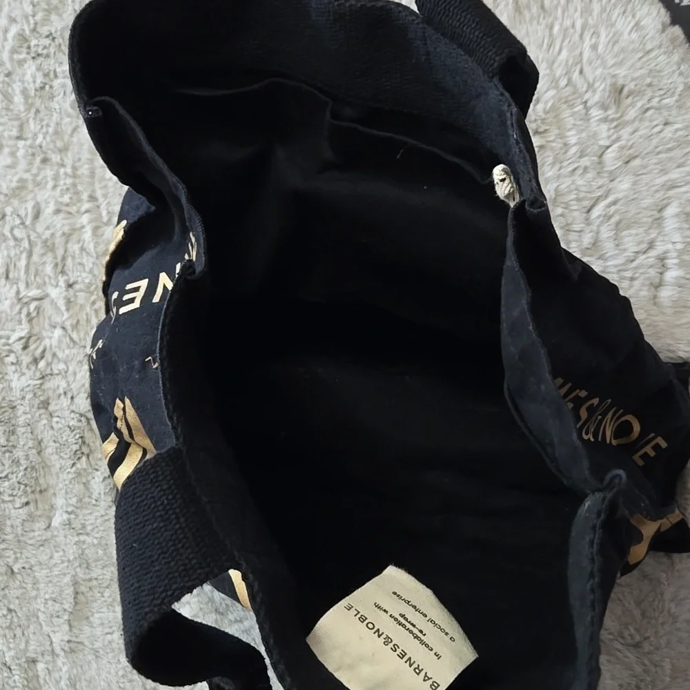 Barnes & Noble Black canvas Tote bag with Gold Accents